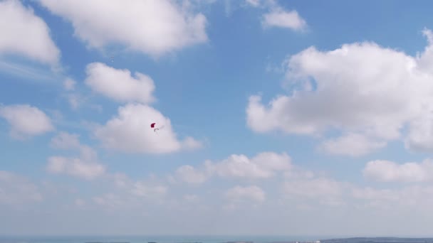 Luchtvaart Festival Stunt Parachutes Landing Luchtfoto Stockvideo