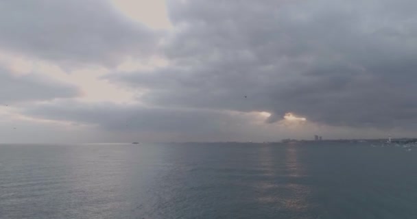 Sonnenuntergang Bosporus Luftaufnahme — Stockvideo