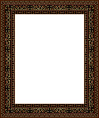 Oryantal renkli çiçek süsleme. Çerçeve, kartı, kenarlık için şablon. Metniniz için yer ile vektör desen.