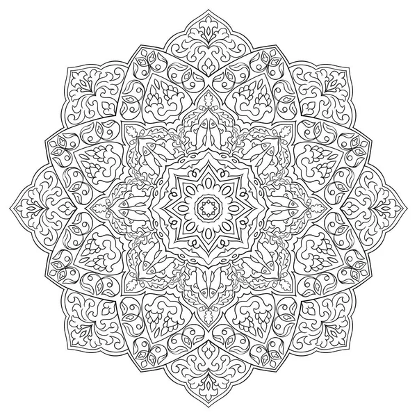 Mandala Filigrana Vectorial Con Elementos Abstractos Aislados Sobre Fondo Blanco — Archivo Imágenes Vectoriales