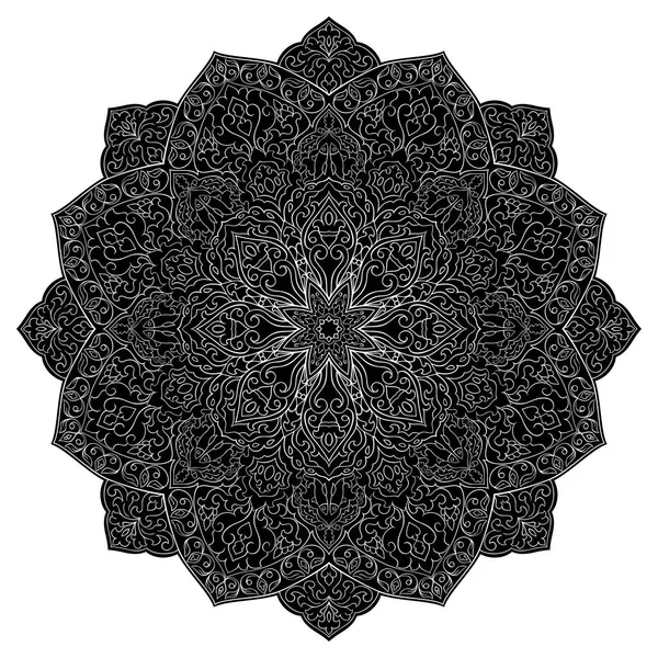 Mandala Filigrana Vectorial Con Elementos Abstractos Aislados Sobre Fondo Blanco — Archivo Imágenes Vectoriales