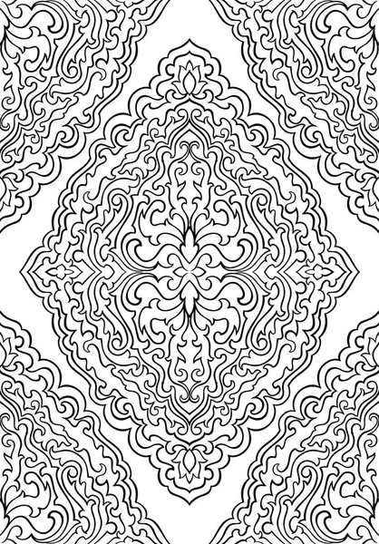 Soyut model damask ile. Sorunsuz Telkari süsleme. Duvar kağıdı, tekstil, şal, halı için siyah ve beyaz şablon. 