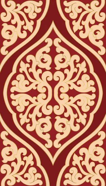 Patrón Abstracto Rojo Beige Ornamento Filigrana Oriental Plantilla Colorida Para — Vector de stock