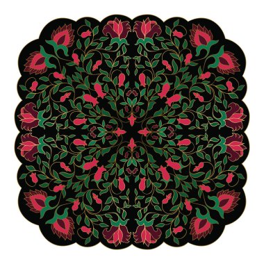 Çiçek vektör desen. Telkari süsleme. Tekstil, şal, halı için renkli şablonu. 