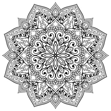 Soyut öğeler, beyaz arka plan üzerinde izole ile vektör Telkari mandala. Oryantal etnik süsleme. Halı ve tüm yüzeyler için şablon. Tasarım öğesi. Mehndi.