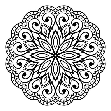 Vektör basit mandala beyaz arka plan üzerinde izole. Oryantal etnik süsleme. Halı ve tüm yüzeyler için şablon. Tasarım öğesi. 