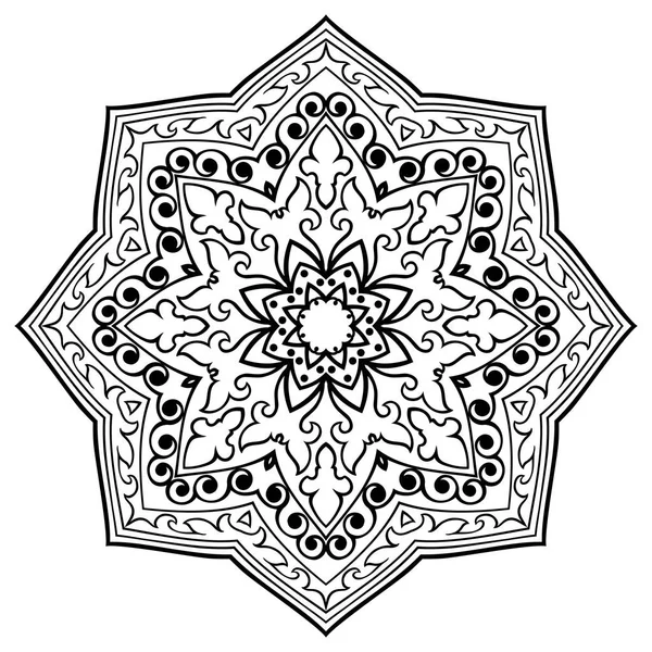 矢量细丝曼荼罗与抽象元素 孤立的白色背景 东方民族饰品 地毯和任何表面的模板 设计元素 米哈迪 — 图库矢量图片