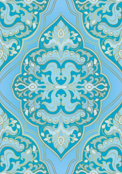 Adorno Azul Oriental Plantilla Para Alfombra Textil Cualquier Superficie Patrón — Archivo Imágenes Vectoriales