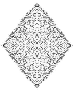 Soyut madalyon tasarımı için. Halı, duvar kağıdı, Tekstil ve herhangi bir yüzey için şablon. Beyaz bir arka plan üzerinde vektör süsleme.