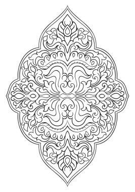 Çiçek madalyon tasarımı için. Halı, duvar kağıdı, Tekstil ve herhangi bir yüzey için şablon. Beyaz bir arka plan üzerinde vektör şekli.