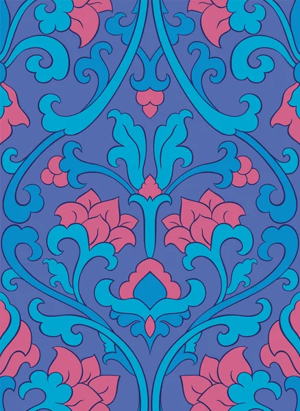 Muster Mit Zierblumen Blauer Blumenschmuck Vorlage Für Tapeten Textilien Schals — Stockvektor
