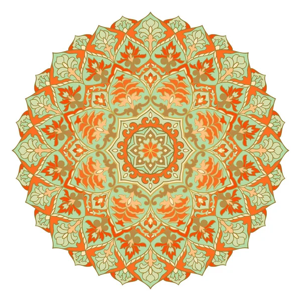 Mandala oriental naranja y turquesa . — Archivo Imágenes Vectoriales