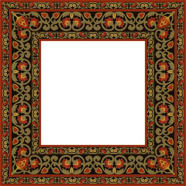 Doğulu çiçek süsü. Çerçeve, kart, sınır için şablon. Metnin, fotoğrafın ya da aynan için vektör deseni.