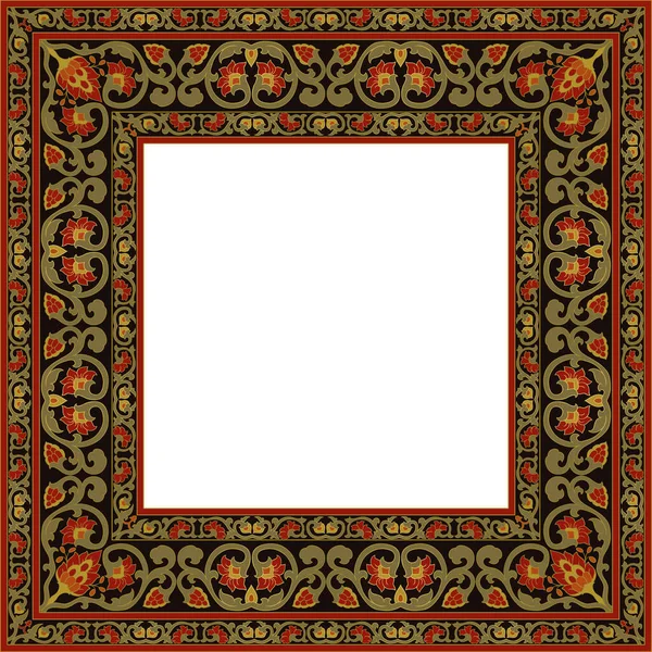 Oriental Floral Ornament Template Frame Card Border Vector Pattern Place — Stock Vector