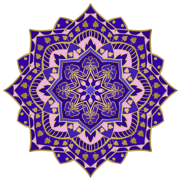 Mandala Indiana Colorida Elemento Gesign Tradicional Ornamento Elegante Oriental Padrão — Vetor de Stock