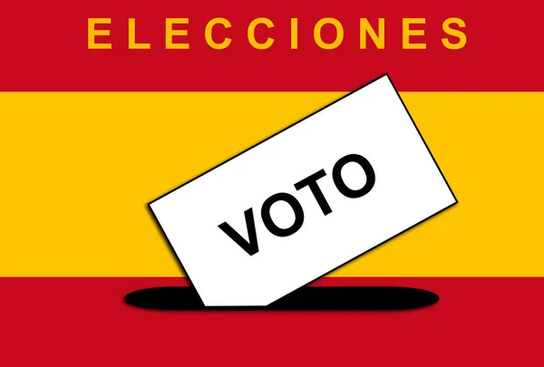 스페인에서 선거입니다 스페인 깃발의 배경으로 그림입니다 아이콘을 빨간색과 노란색입니다 스페인어 — 스톡 사진