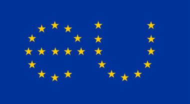 Avrupa Birliği bayrağı değiştiren. E ve U harfleri Tasarımı yıldız AB ile. Poster illüstrasyon. Europe kavramı.