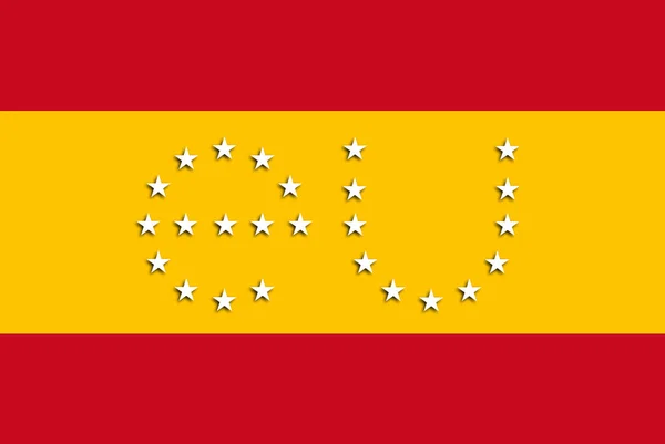 Flag Spain Modified Design Letters Stars White Poster Illustration Europe — Stock Photo, Image