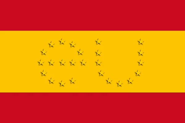 修改了西班牙国旗 的设计与欧洲的明星 海报插图 欧洲理念 — 图库照片
