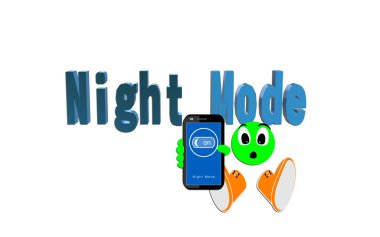 Yenilikçi uygulama İllüstrasyon. Rahat bir görüş. Kalite. Beyaz arka plan. Yüz, Hoş sürpriz ifadeler ifade. Uygulama ekranında gece modu etkisi teknolojisi.