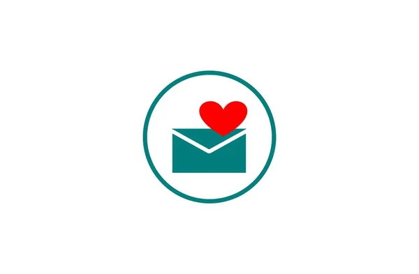 Logo Projekt Przycisk Lub Ikona Wiadomości Serca Miłość Znak Komunikacji — Zdjęcie stockowe