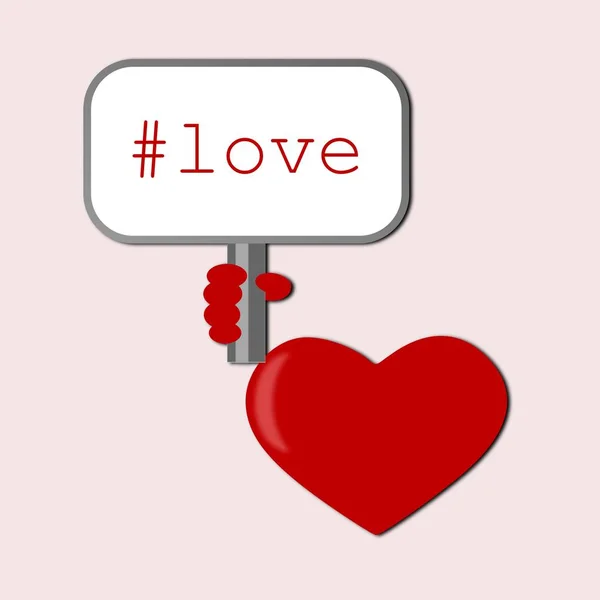 일러스트 기호와 태그에 사랑이라는 단어와 카르텔 배경그래픽 로맨틱 포스터 — 스톡 사진