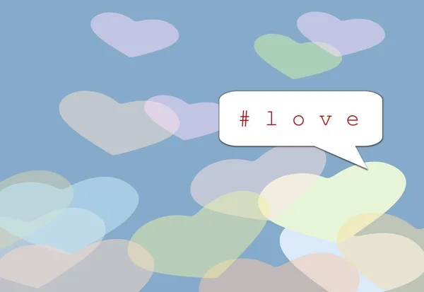 Ilustración Hashtag Con Palabra Amor Una Burbuja Del Habla Fondo —  Fotos de Stock