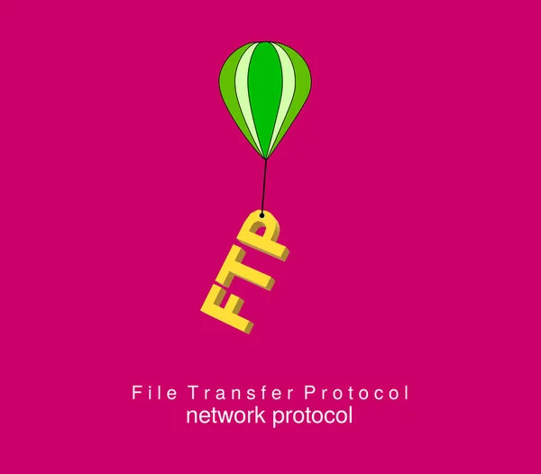 네트워크 프로토콜 Ftp가 열기구를 있습니다 배경에 그림입니다 다채로운 — 스톡 사진