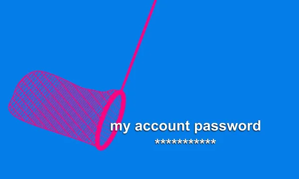Illustration Blå Bakgrund Fiskenätet Försöker Stjäla Lösenordet Identiteten Hacka Larm — Stockfoto