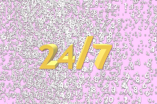 Illustration Poster Pink Background Multitude Randomly Scattered Numbers Nonstop Service — ストック写真