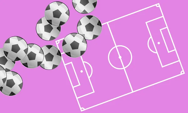 Playing Field Group Soccer Balls Football Digital Drawing Relating Game — Stock Photo, Image