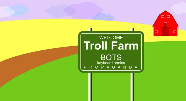 Uma Quinta Trolls Fábrica Trolls Coletivo Organizado Desenho Digital Paisagem — Fotografia de Stock