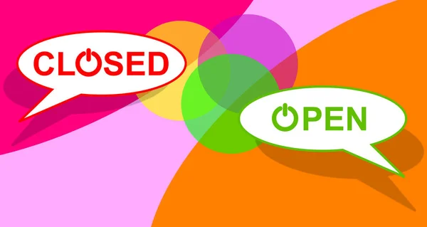 Open Closed Dialog Balloons Two Speech Bubbles Color Symbol Choice — Stock Photo, Image