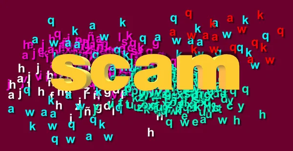 Scam 포스터 인터넷사기 문자들의 모임입니다 일러스트 디자인 사이버 사이버 공간의 — 스톡 사진