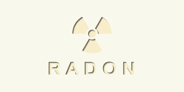 Illustration to background radiation. Radioactive, colorless, odorless, tasteless noble gas Radioactivity logo on yellow. Poster, danger. Radon, a contaminant that affects indoor air quality worldwide.