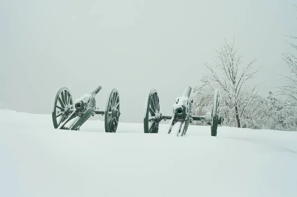 Old Metal Cannon Cannon Participated Battles Liberation Bulgaria 1877 Winter — Stock Photo, Image