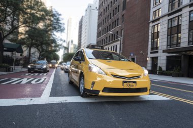  New York şehir sarı taksi Nyc. ABD sokak trafiği