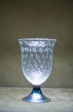 metal taban ve desenli cam ile dekoratif içme cam