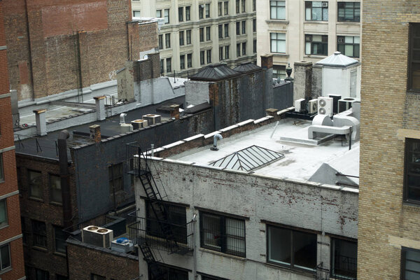 New york city, rooftop with silver white water proofing