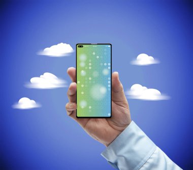 açık mavi uzun kollu bulut bilgi işlem kurumsal adam eli