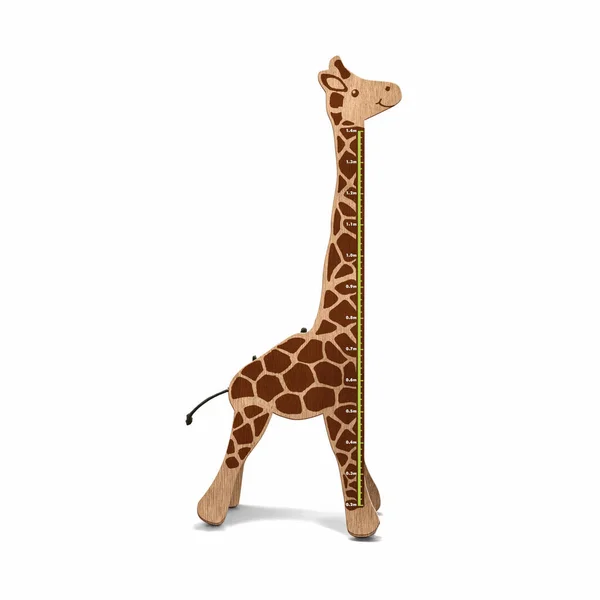 wood giraffe long neck child height marker isolated on white