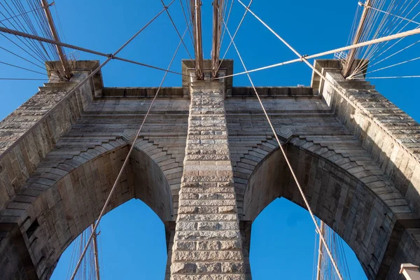 Brooklyn Bridge Dzień Nowy Jork Manhattan Brooklyn — Zdjęcie stockowe