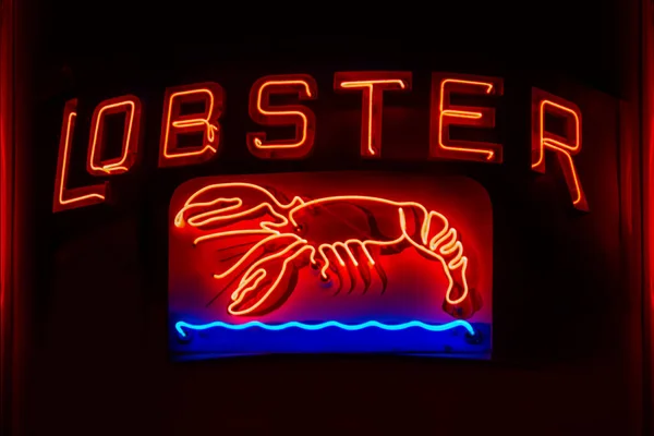 Neon Sign Letters Icon Serving Lobster — Stock Photo, Image