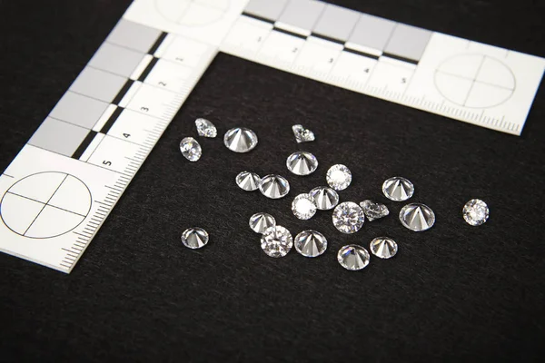 Contrabando Apreendido Diamantes Contrabandeados Documentado Pela Autoridade Policial Com Escala — Fotografia de Stock