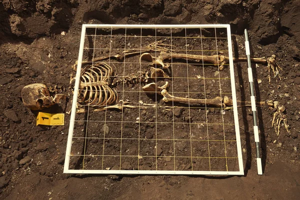 Esplorazione Tomba Antica Sulla Posizione Del Campo Esterno — Foto Stock