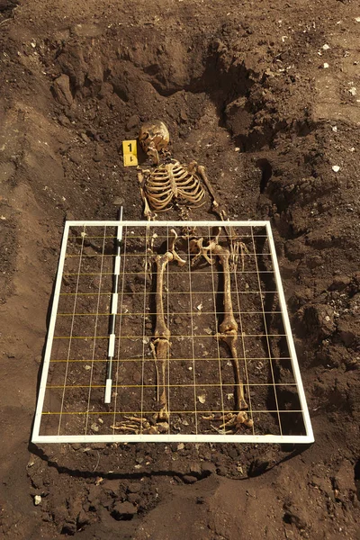 Esplorazione Tomba Antica Sulla Posizione Del Campo Esterno — Foto Stock