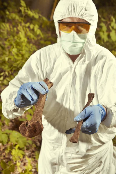 Ormanda bulunan yaşlı insan kalıntıları - polis tarafından iskelet toplama