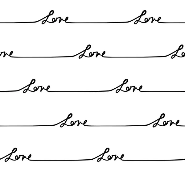 Amor sem costura padrão hand-lettering para dia dos namorados ou cartão sobre o amor, fundo, textura, fundo preto e branco em um design clássico . — Vetor de Stock