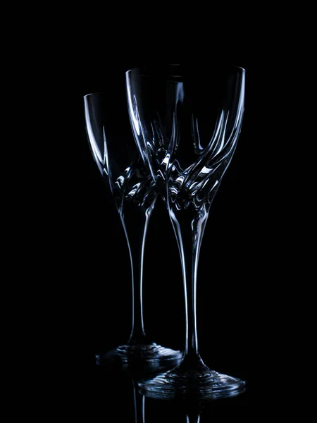 Two Glasses Wine Black Background — Stock Photo, Image
