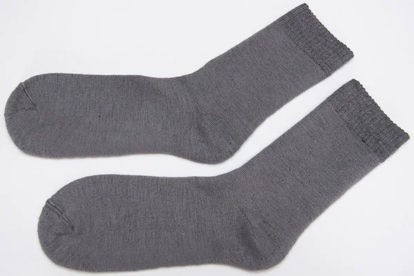 Gray Socks White Background — Stock Photo, Image